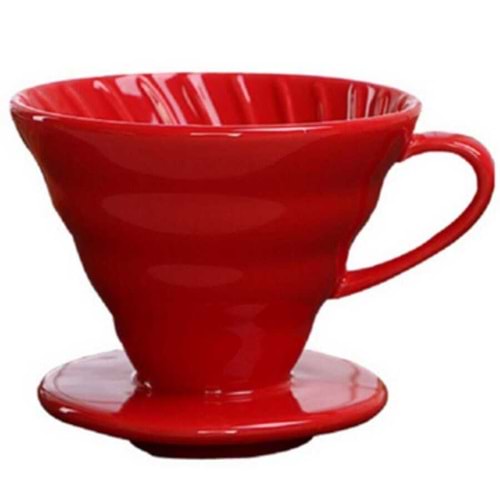 Dripper Kırmızı Renk Seramik Kahve Demleme - Corvus Kahve